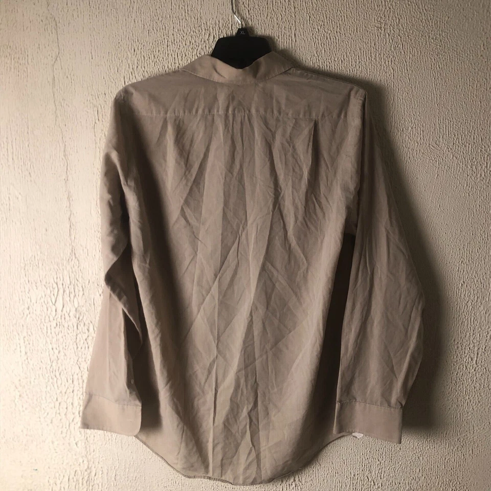 Camisa de vestir Geoffrey Beene para hombre beige algodón manga larga sin arrugas 16 36/37 Foto 3 de 4