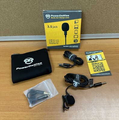 PowerDeWise 3.5 Jack / Lavalier microphone / 6.5 Ft. Mic Cord NEW