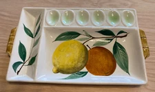 Vintage Italian Hand Painted Easter Deviled Egg Tray T.M.J. [BIN A25]