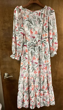 NWOT Women "Eliza J" multicolored, lined , long sleeve, midi dress .Size 6