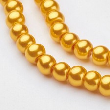 216 Glass Pearls Gold Beads 4mm BULK Double Strand 32" Wholesale Supplies