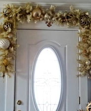 Vickerman Gold And White Tinsel Christmas Garland 9 Feet