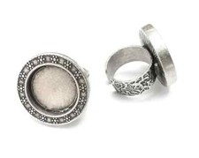 Flower Round Ring, Flat Blank Setting, Cabochon Mounting, Adjustable Resin Base