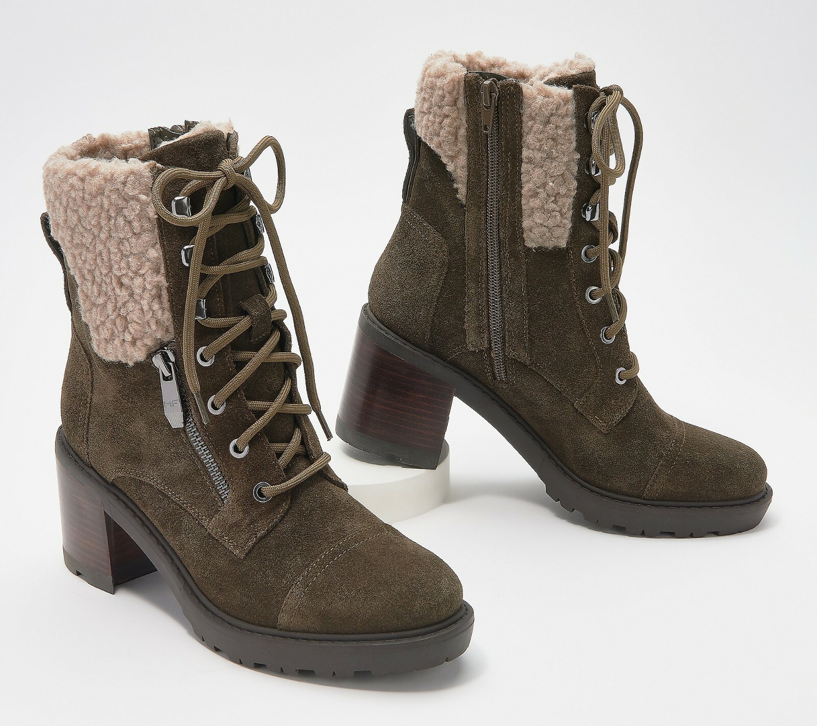 green lace up booties