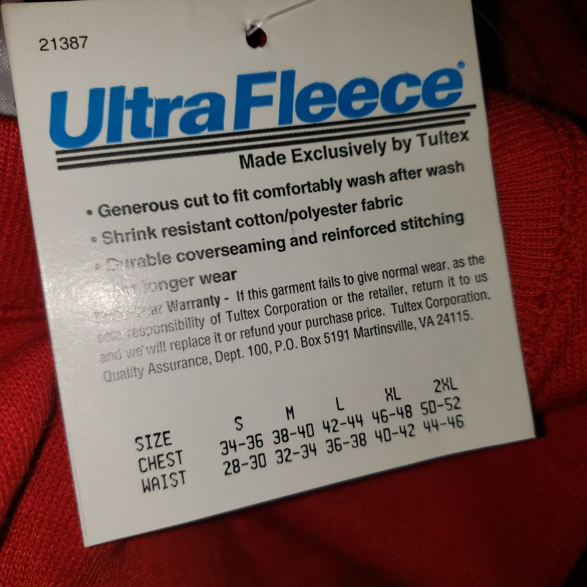 NEW Tultex Ultra Fleece Maximum Men's Red Long Sleeve Sweat Shirt