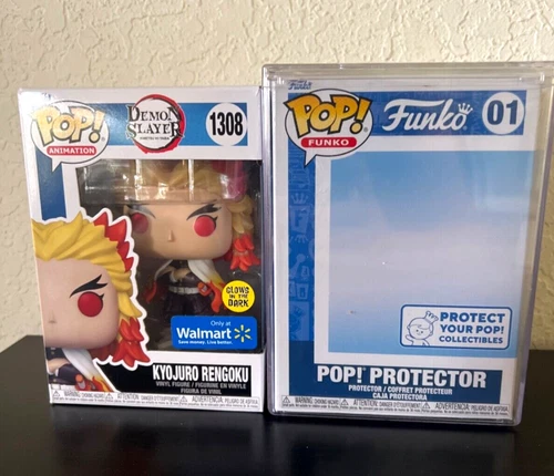 FUNKO POP #1308 Demon Slayer Kyojuro Rengoku Walmart Excl. GITD Glow w/HARD CASE