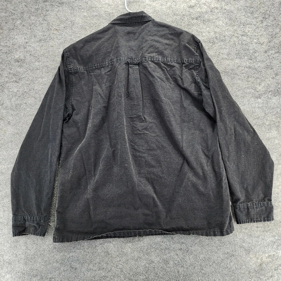 Camisa Publish Brand Para Hombre Grande Abotonada Manga Larga Negra Ripstop Foto 2 de 4