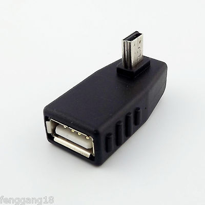 Right Angled 90° Mini USB 5-Pin B Male To USB 2.0 Type A Female OTG Host Adapter