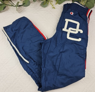VTG Champion Mens Blue and Red Slick Sweatpants Size S Made in USA DC 5