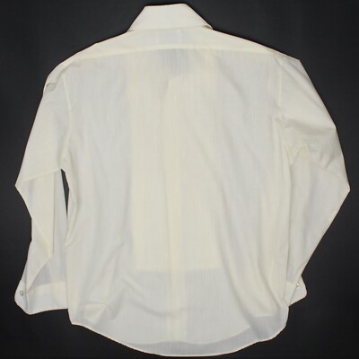 VTG Lion of Troy Ruffled Tuxedo Shirt Mens L 16.5 Solid Ivory