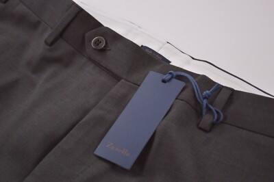Zanella NWT Dress Pants Size 35 In Solid Dark Brown Wool Devon 
