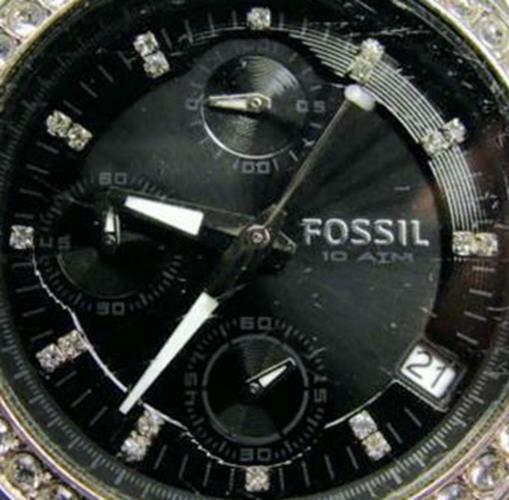 Fossil Rhinestone WR 10atm Silicone All Stainless Steel New  display picture 1