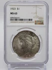 1923 $1 Peace Dollar NGC MS63 (122DM)