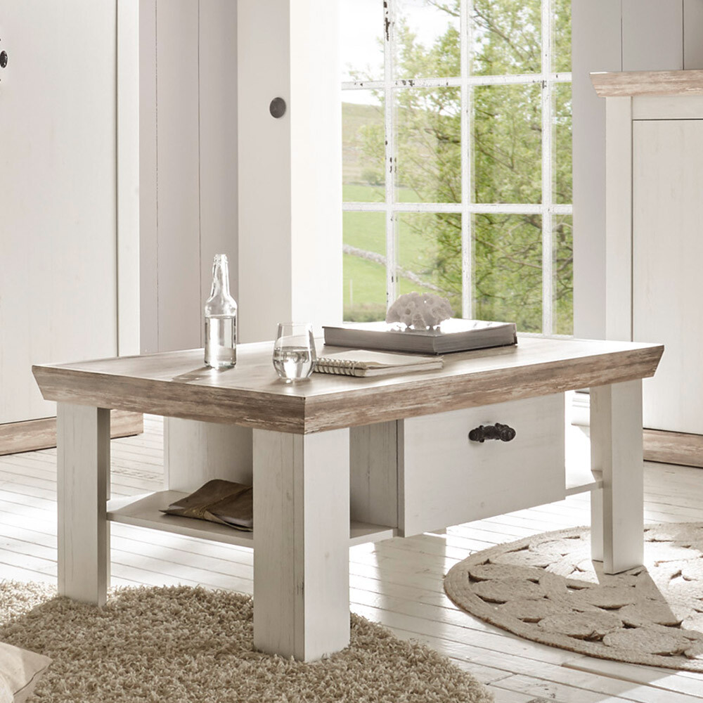 landhaus couchtisch 109x69cm weiß wohnzimmertisch beistelltisch