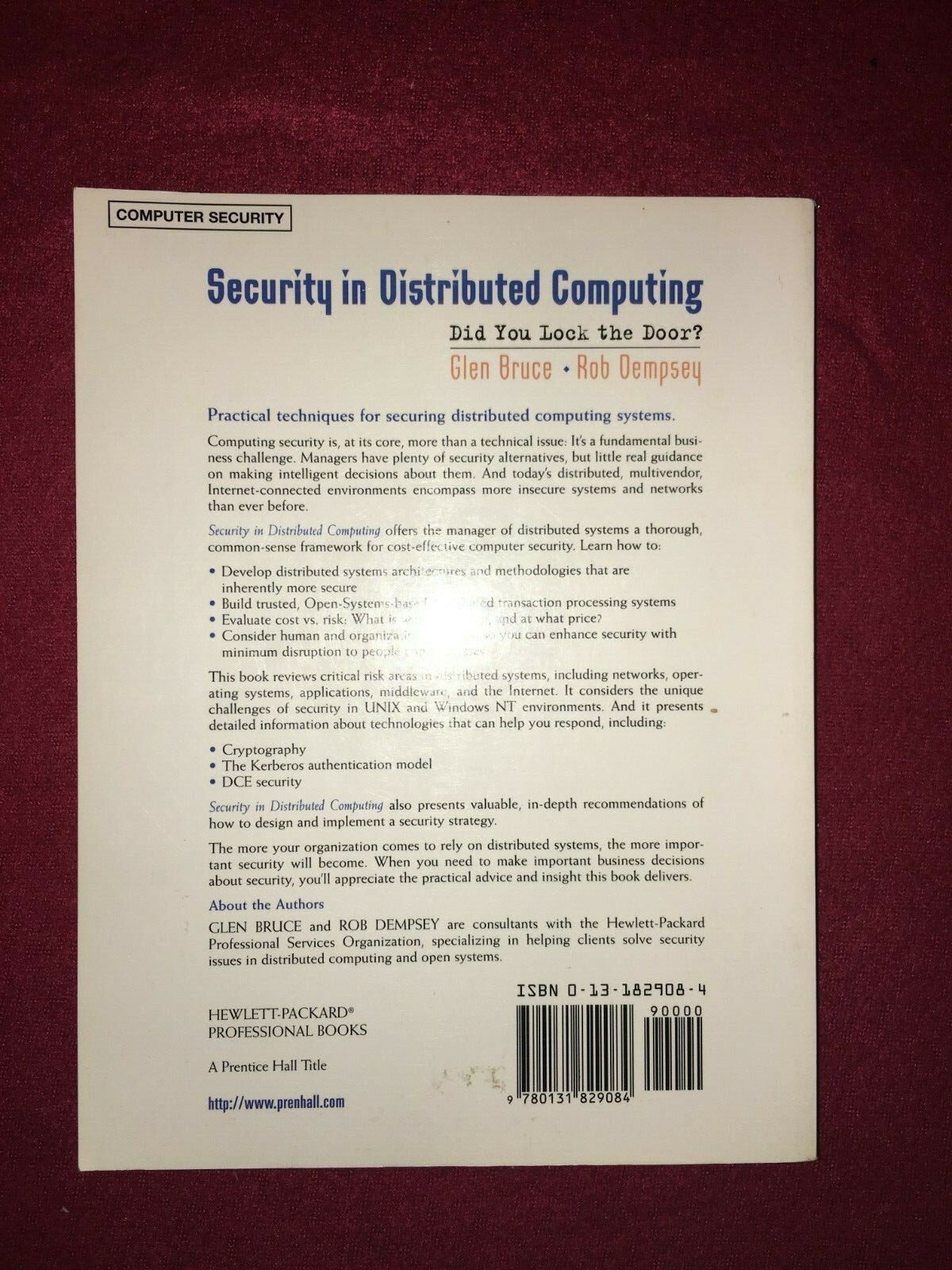 Security in Distributed Computing: Did You Lock the Door? HP Professional books