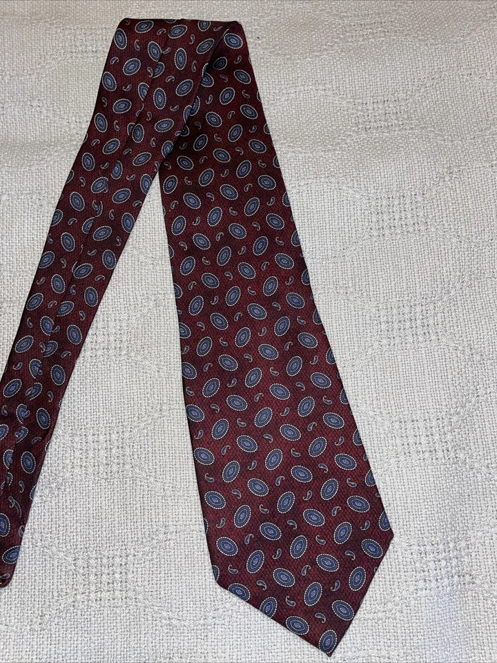 "Corbata de vestir Mikael York para hombre talla 56"" roja geométrica negocios formal ciudad" Foto 4 de 4