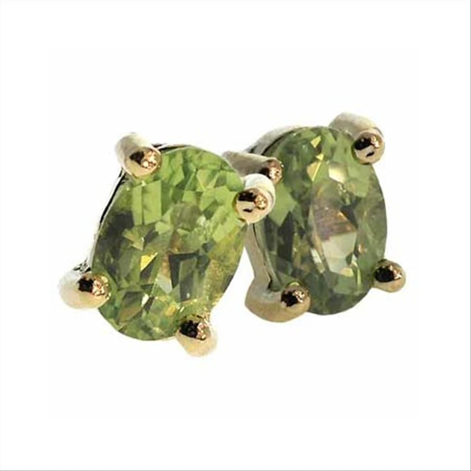 Goldfarben Über Sterlingsilber Peridot 6x4mm Oval Ohrstecker - Bild 2 von 2