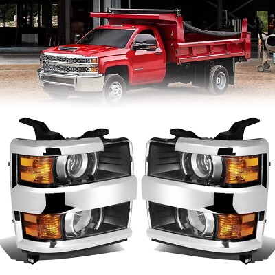Headlights fit 2015-2019 chevy Silverado 2500 HD 3500 HD Headlamp Left + Right
