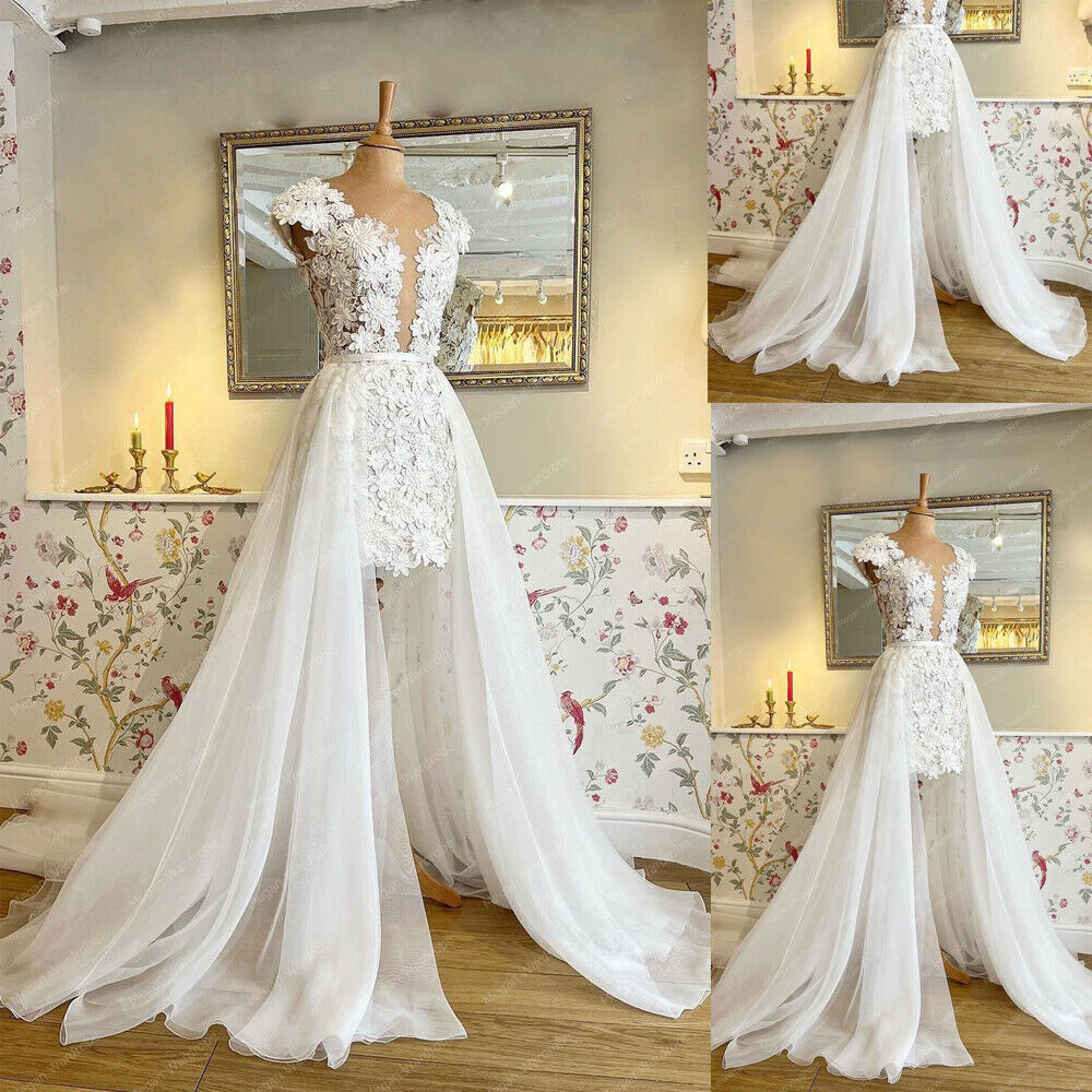 Elegant White Ivory Wedding Overskirt Detachable Train Tulle Elegant White Ivory Wedding Overskirt Detachable Train Tulle