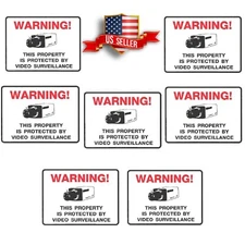 RED/WHITE COLORED WINDOW SECURITY STICKERS SURVEILLANCE CAMERA SYSTEM IN USE LOT