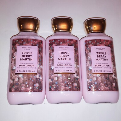 Set of 3 Bath and Body Works Body Lotion Triple Berry Martini Shea Butter New