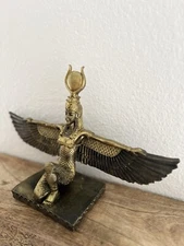 Goddess Isis Sculpture - Ancient Bronze Bust Statue - 8.8” Egyptian Figurine