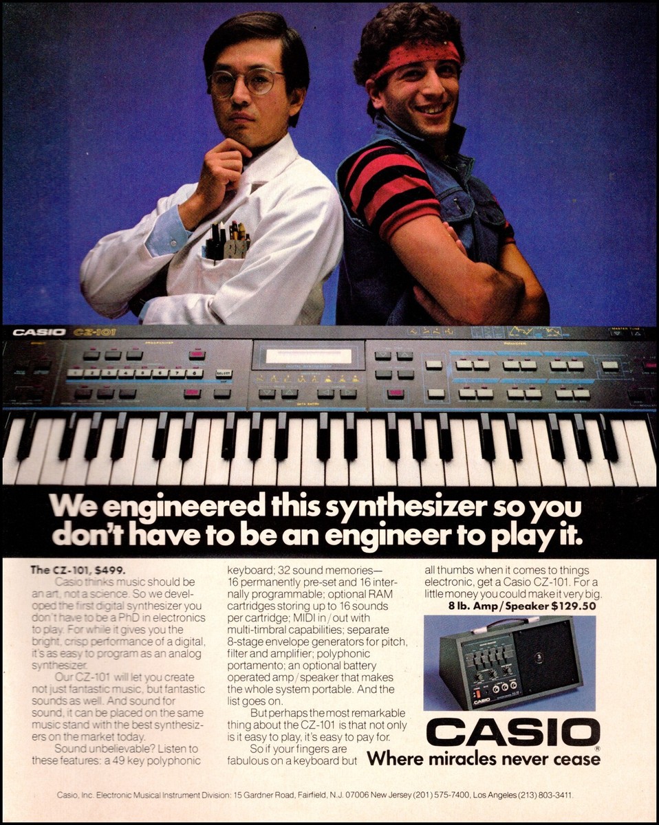 1980s vintage Music Ad for CASIO CZ-101 SYNTHESIZER Keyboard