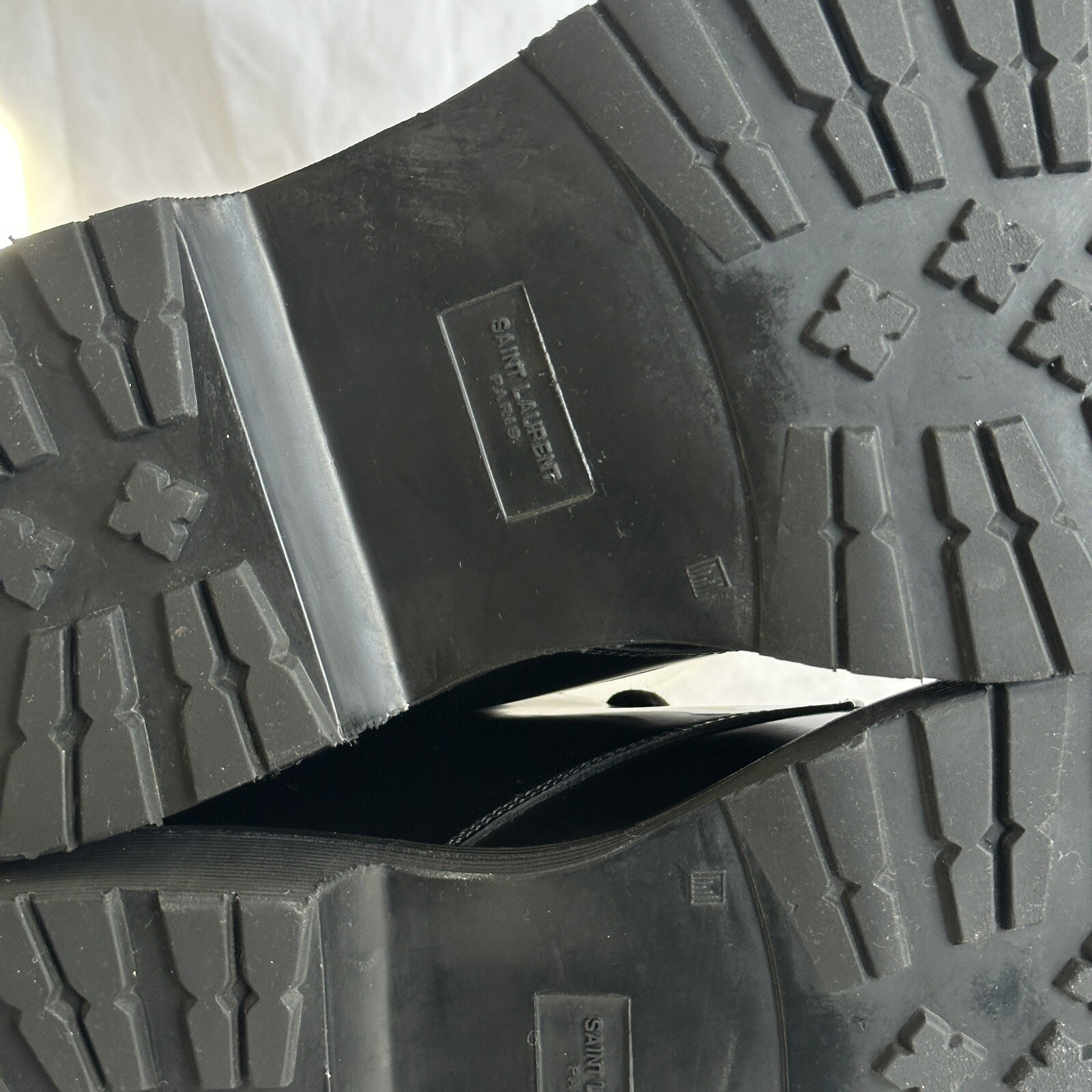 Stivali Saint Laurent $1500 neri vernice pelle classici esercito uomo 41 8