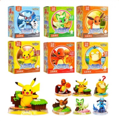 Blokees Pokémon Figuren Bausteine Figuren - Riolu, Sprigatito, Charmander
