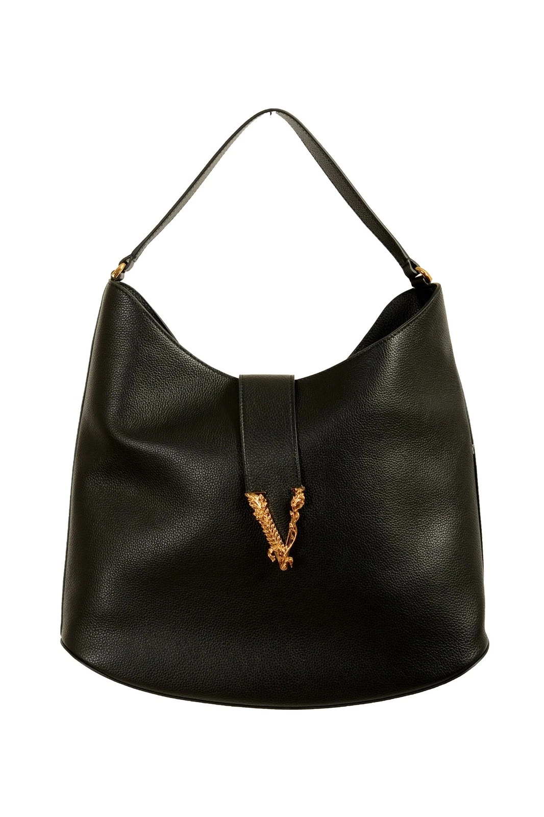 Versace — Versace Women's 100% Grainy Leather V-Logo Hobo Handbag Shoulder Bag