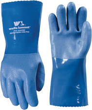 PVC Chemical Resistant Gloves, Textured Grip, Gauntlet Cuff