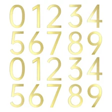 20Pcs 2" House Numbers 0-9, Acrylic Adhesive Mailbox Stickers, Glossy Gold