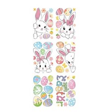 Osterhase Fensterbild, abl&ouml;sbarer Glassticker, ovale Wanddeko