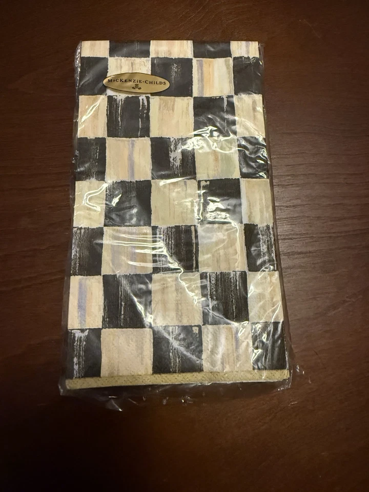 Servilletas para invitados Mackenzie Childs Courtly Check, adornos dorados, paquete de 14 (falta 1) Foto 2 de 4