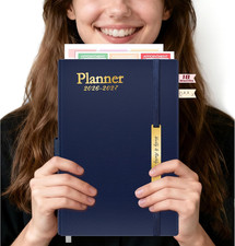 Image of 2026 Diary A5 Week to View - 18 Monthly Academic Planner with Soft Leather Cover
