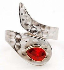 Natural Two Tone Fire Garnet 925 Solid Sterling Silver Ring Sz 7