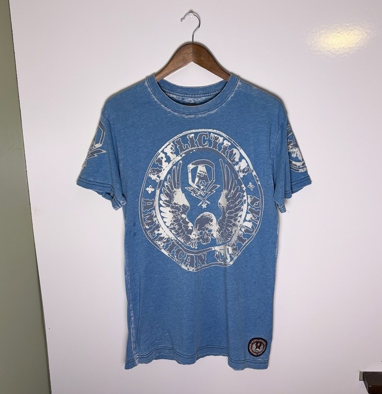 Y2K Affliction American Customs Native Indian Biker T-Shirt Size L