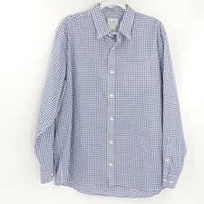 L.L. Bean Mens Large Traditional Fit Long Sleeve Button Down Shirt Blue Gingham