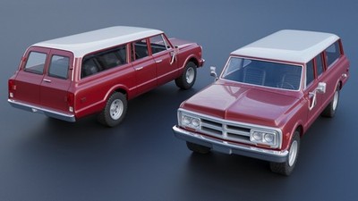 ABS-LIKE RESIN 3D PRINTED 1/16 1972 GMC SUBURBAN TRUCK FULL KIT