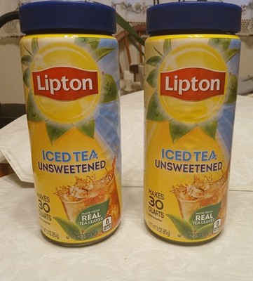 Lot of 2 Lipton  Unsweetened Instant Iced Tea Mix Makes 30 quarts Discontinued