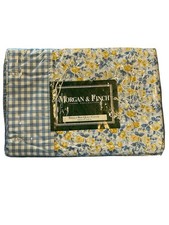 Morgan & Finch Provence Gingham Blue Yellow Floral Single Bed Twin Quilt Cover