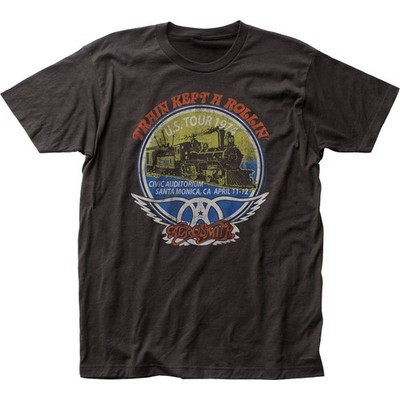 Aerosmith Train Kept A Rollin Mens T Shirt Music Classic Rock Band Tee New Black