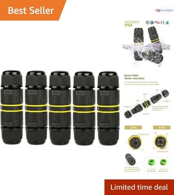 Waterproof  3 Pole Electrical Junction Box 2 Way M20 Connector 5Pack
