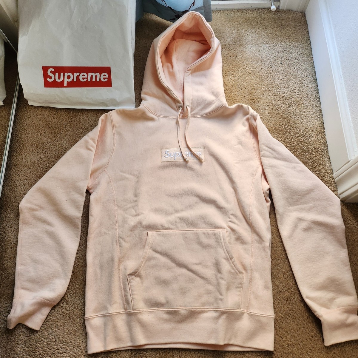 Supreme Box Logo Hoodie - FW16 - Peach - Size Medium - Pre-Owned
