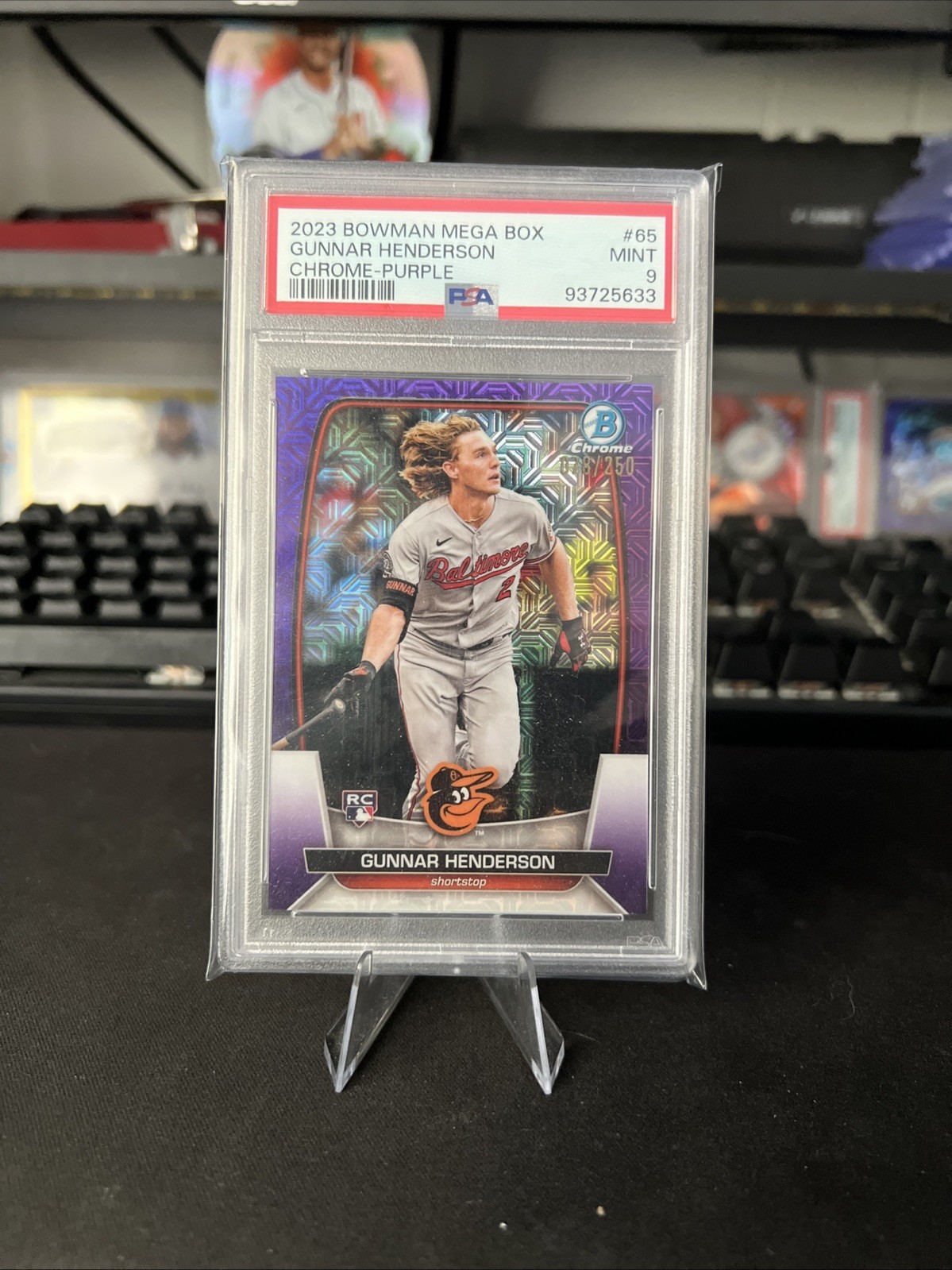2023 Bowman - Gunnar Henderson #65 Chrome Purple Mojo Refractor /250 (RC)