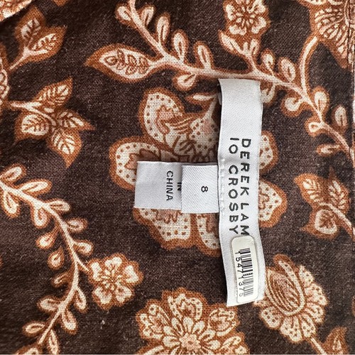 10 Crosby Derek Lam Größe 8 Puffärmel VNeck Rhea Bluse Top Resort braun geblümt - Bild 9 von 14