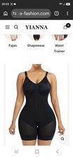 Yianna High Compression Front Zip One Piece Shapewear Bodysuit Black 2XL