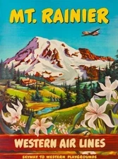 Mt. Rainier Washington Western Air Lines Us Travel Ad Poster Picture Print 8x10