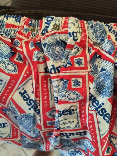 Vintage 70s Budweiser Pajama Set Button Up Shirt Adjustable Bottoms Never Worn - Picture 4 of 7