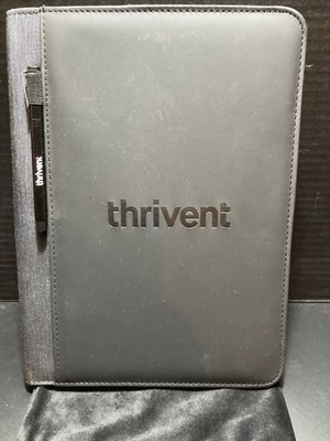 Thrivent Padfolio Zippered Portfolio Black With Pen Notepad Business Folder